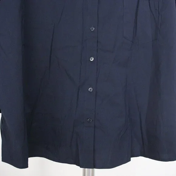 NWT Kit & Ace Stretch Shirting Navy V-Neck Button Down Blouse Oversized Size S - Picture 4 of 9